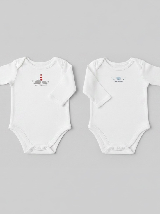 Janie and Jack Other - Janie and Jack 0-3M 2-Pack Long Sleeve Bodysuits Whale Bear 100% Cotton